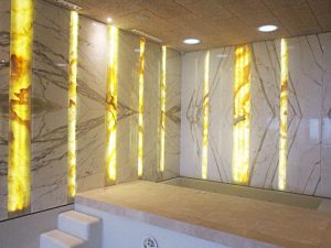 Instalación de suelos y paredes de mármol - Installation of marble floors and walls